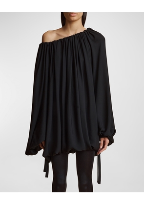 Nash One-Shoulder Draped Silk Crepe Dress