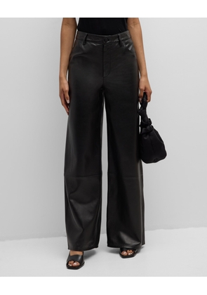 Figari Wide-Leg Leather Pants