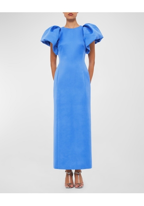 Lucinda Puff-Sleeve Column Maxi Dress