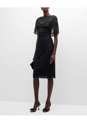 Capelet Floral Lace Midi Dress