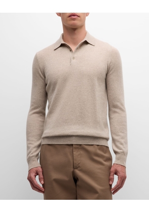 Men's Solid Cashmere Polo Sweater