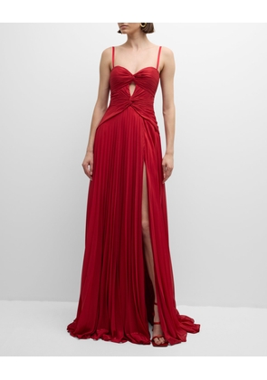 Strapless Pleated Cutout Sweetheart Gown