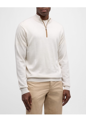 Men's Autumn Crest Suede-Trim Quarter-Zip Sweater