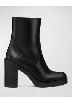 Bethenny Zip Leather Block-Heel Boots