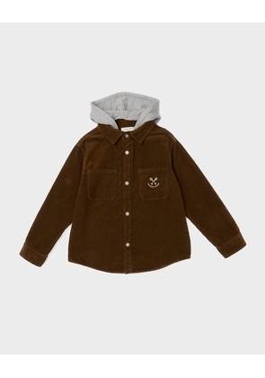 Boy's Corduroy Overshirt W/ Detachable Hood, Size 4-12