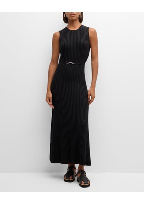 Meier Cashmere-Blend Ribbed Knit Maxi Dress with Belt