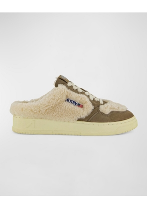 Medalist Suede Shearling Sneaker Mules