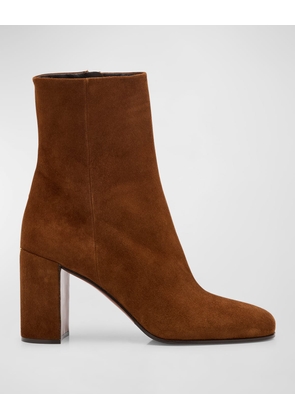 Suede Block-Heel Ankle Boots