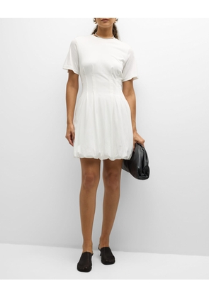 Pearson Short-Sleeve Bubble-Hem Mini Dress