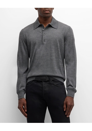 Men's Fine-Gauge Wool Polo Sweater