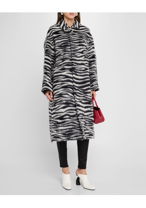 Zebra Brushed Alpaca Wool Coat