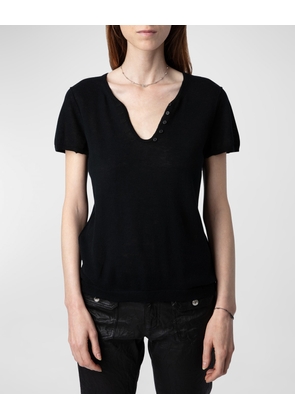 Celsy Cashmere Henley T-Shirt