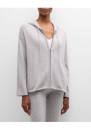 Cashmere Zip-Front Hoodie