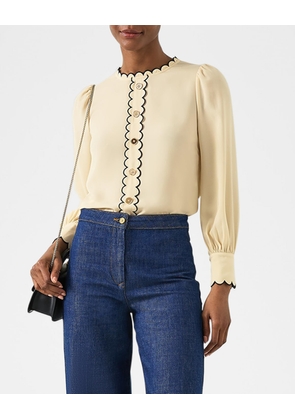 Jemima Scalloped Faux-Button Blouse