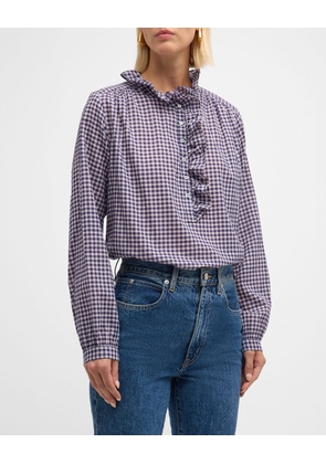 Caspia Ruffle-Trim Gingham Shirt