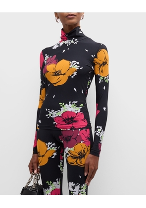 Floral Print Turtleneck Top