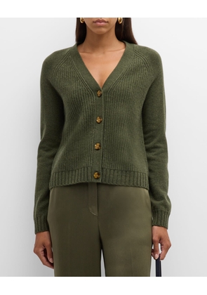 Cashmere Ribbed Boyfriend V Cardigan