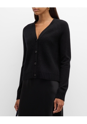 Cashmere Ribbed Boyfriend V Cardigan