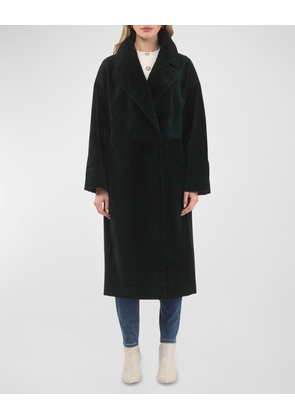 Reversible Textured Lamb Shearling Long Coat