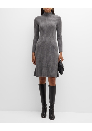 Ribbed Mock Neck Cashmere Dress