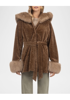 Belted Lamb Shearling Reversible Parka With Merinillo Lamb Shearling Trim