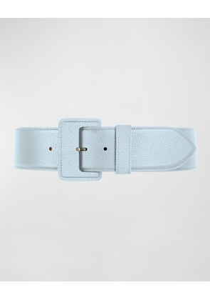 La Merveilleuse Large Pebbled Leather Belt with Covered Buckle