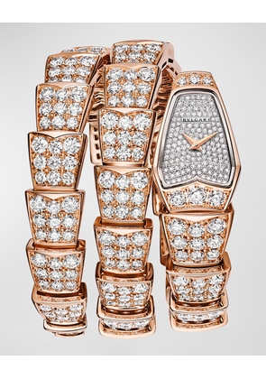 Serpenti Scagile 26mm 18K Rose Gold Full Pavé Diamond Watch