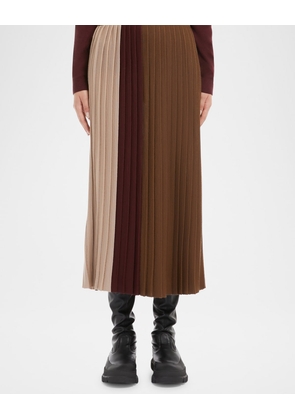 Pleated Colorblock Midi Skirt