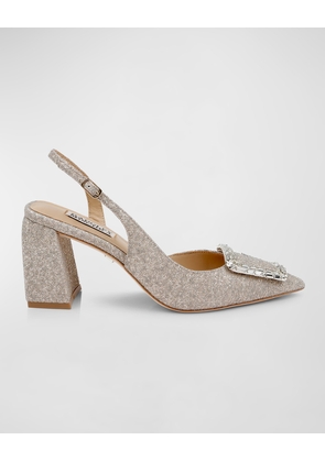 Adaline Glitter Buckle Slingback Pumps