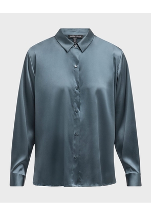 Button-Down Silk Charmeuse Shirt