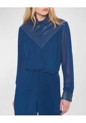 Jenna Button-Front Georgette Blouse