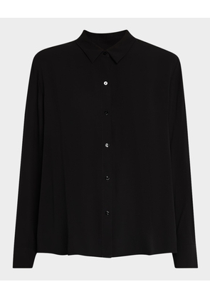 Button-Down Silk Georgette Crepe Shirt