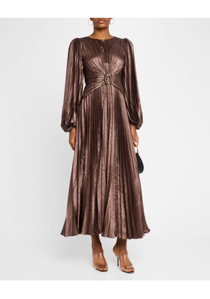 Norseman Metallic Pleated Midi Dress