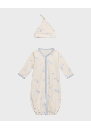 Boy's Starry Sky Convertible Gown & Hat Set, Size Newborn-S