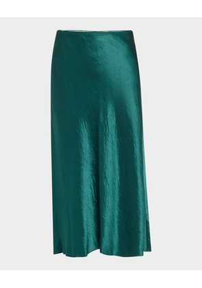 Shaped-Hem Satin Midi Slip Skirt