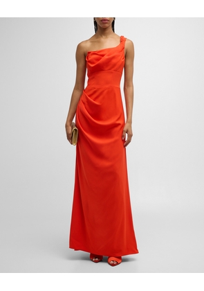 Marion Ruched One-Shoulder Gown