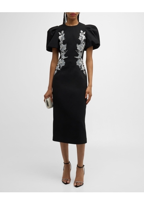 Monroe Bicolor Embroidered Midi Dress