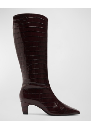 Dellia Croco Kitten Knee Boots