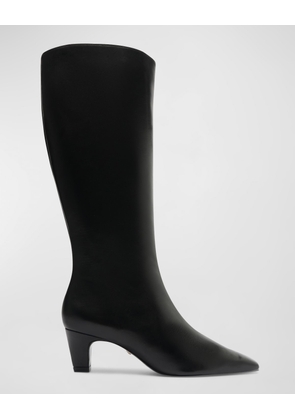 Dellia Leather Kitten Knee Boots