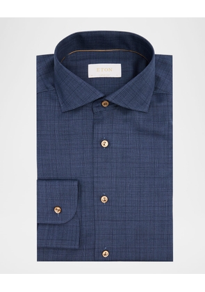 Men's Elevated Wool Micro-Check Modern-Fit Dress Shirt