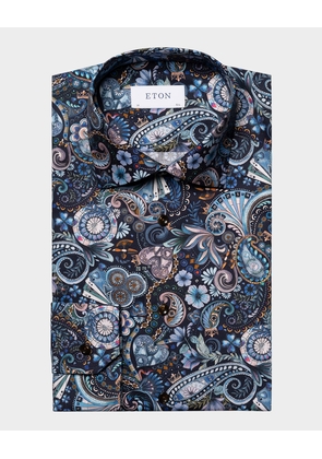 Men's Signature Twill Paisley Modern-Fit Dress Shirt