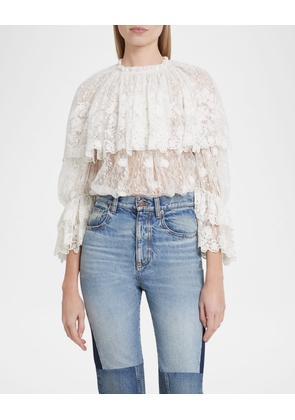 Ruffled Floral Lace Top