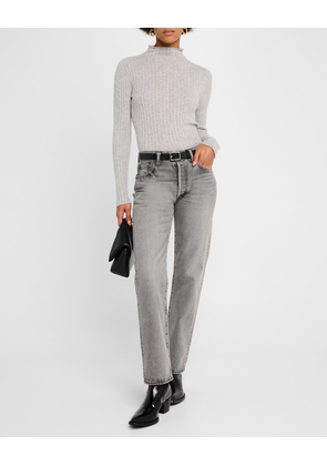 Cashmere Ribbed Mock-Neck Sweater