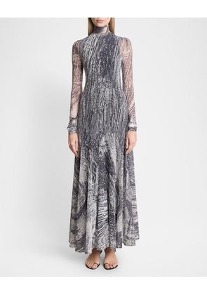 Gemma Printed Tulle Jersey Dress