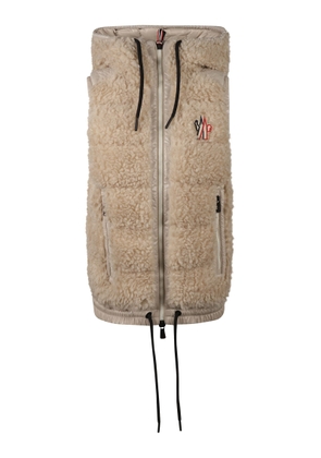 Moncler Grenoble Logo Patched Fur Coated Hooded Gilet