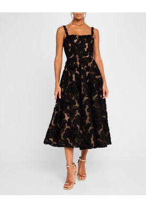 Sabrina A-Line Floral Applique Midi Dress