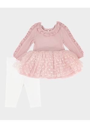 Girl's Ribbed Tutu Top W/ Leggings Set, Size 3M-24M