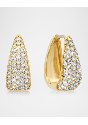 18K Yellow Gold Mini Diamond Elongated Teardrop Huggie Earrings