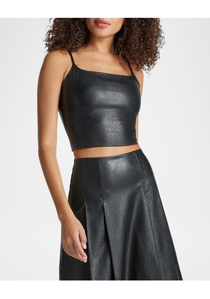 Coated Stretch Faux Leather Cami Crop Top