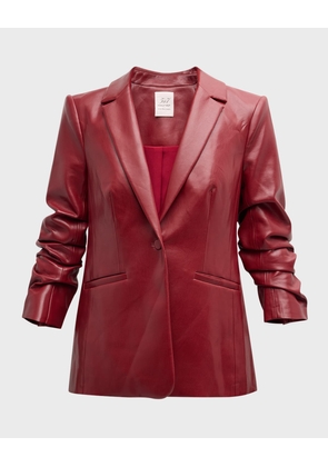 Kylie Faux-Leather Scrunched-Sleeve Jacket